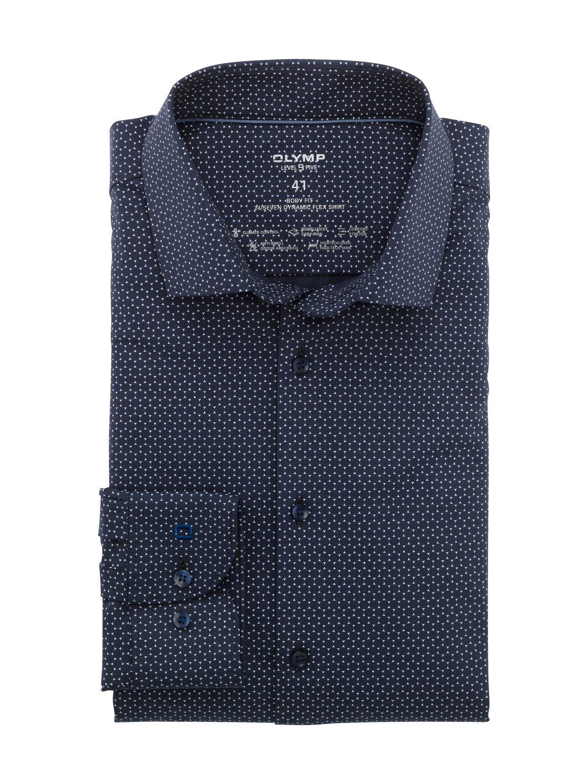 Hemd Herren Marine – OLYMP Level Five 24/Seven Body Fit, Detailansicht