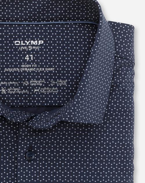 Hemd Herren Marine – OLYMP Level Five 24/Seven Body Fit, Detailansicht