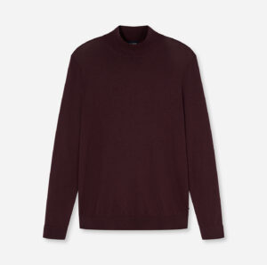 Pullover Herren Bordeaux – Mock Neck Strick Modern Fit