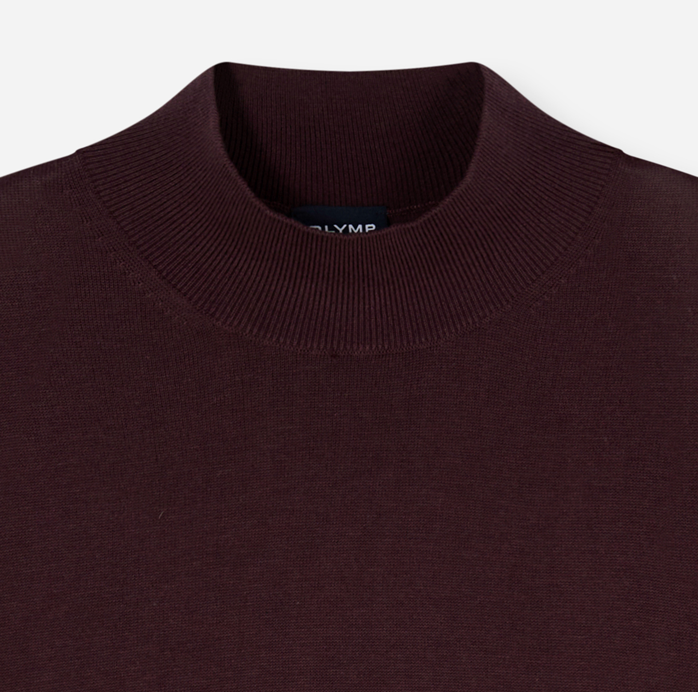 Pullover Herren Bordeaux – Mock Neck Strick Modern Fit, Detailansicht