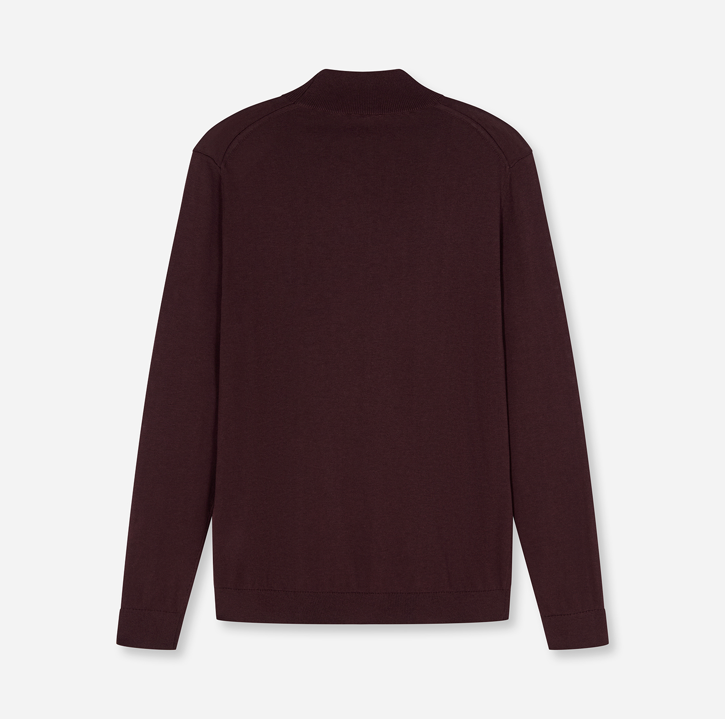 Pullover Herren Bordeaux – Mock Neck Strick Modern Fit, Detailansicht