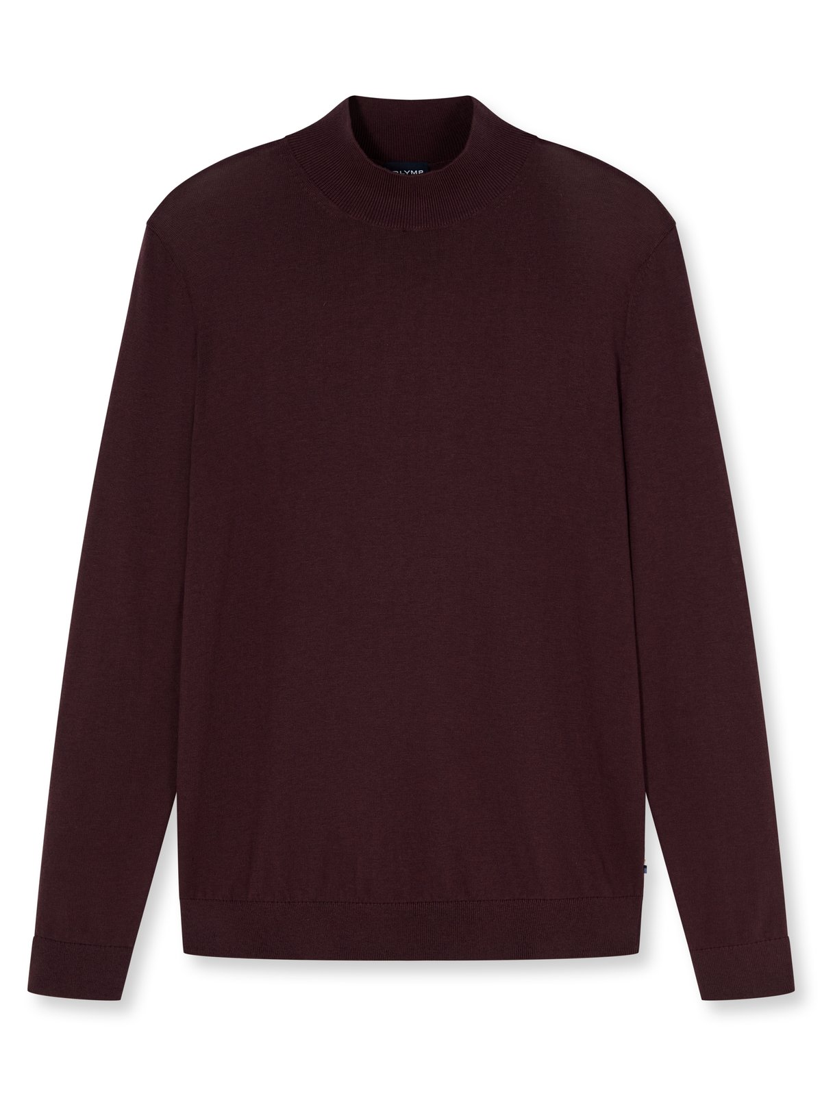 Pullover Herren Bordeaux – Mock Neck Strick Modern Fit, Detailansicht