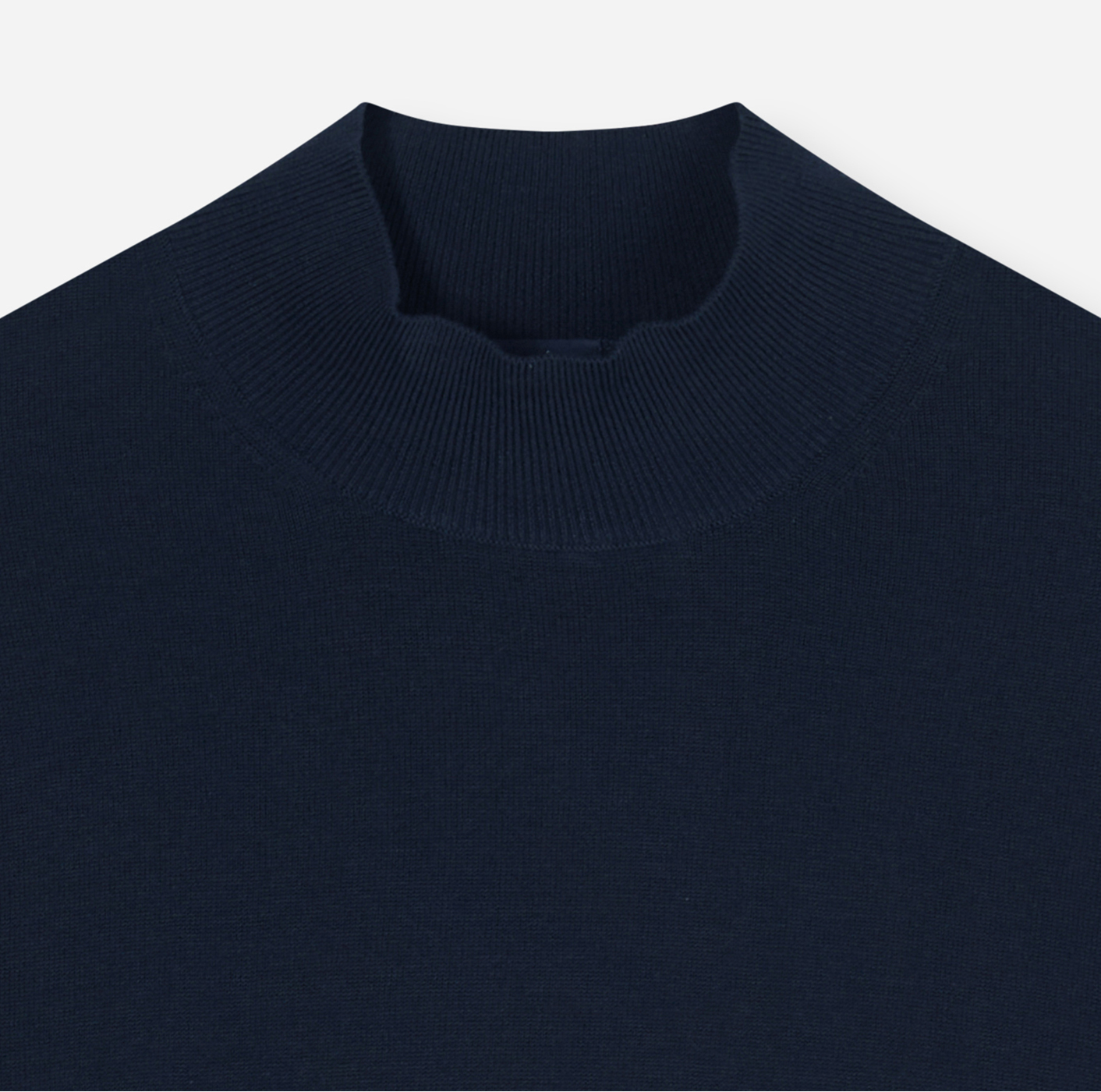Pullover Herren Marine – Mock Neck Strick Modern Fit, Detailansicht