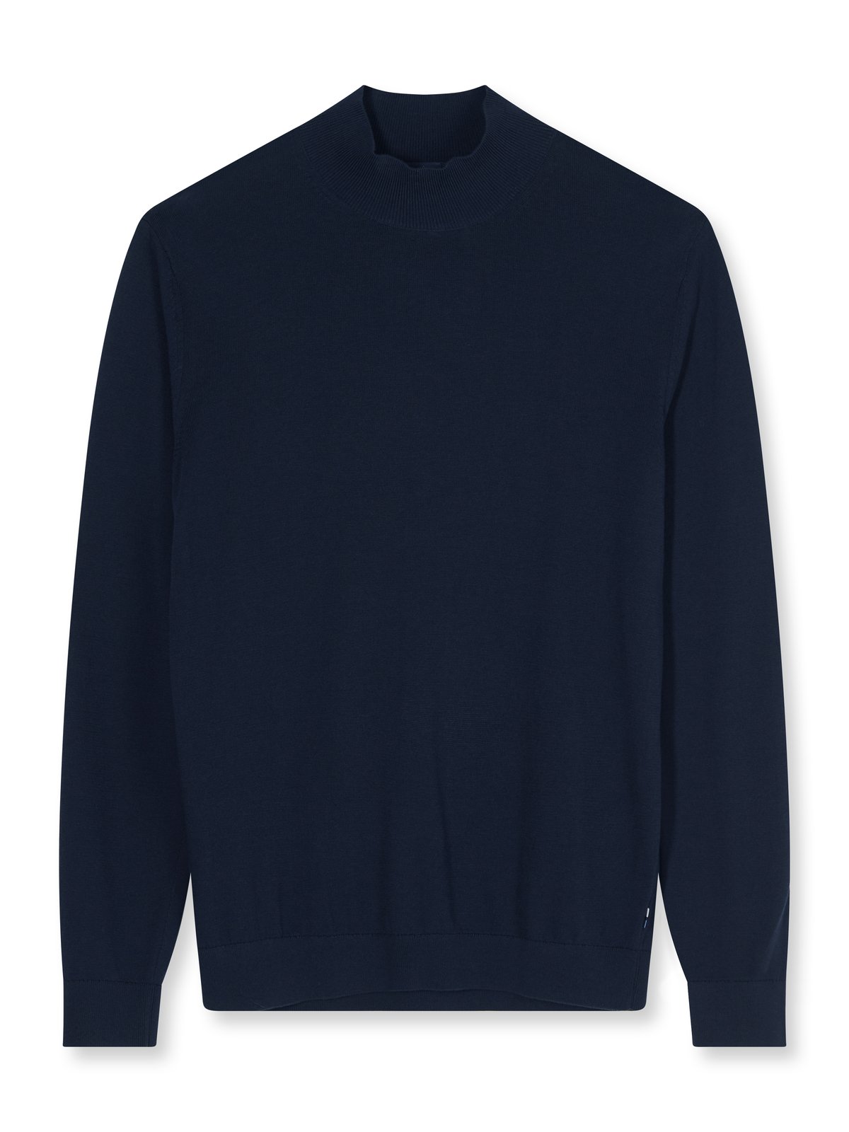 Pullover Herren Marine – Mock Neck Strick Modern Fit, Detailansicht