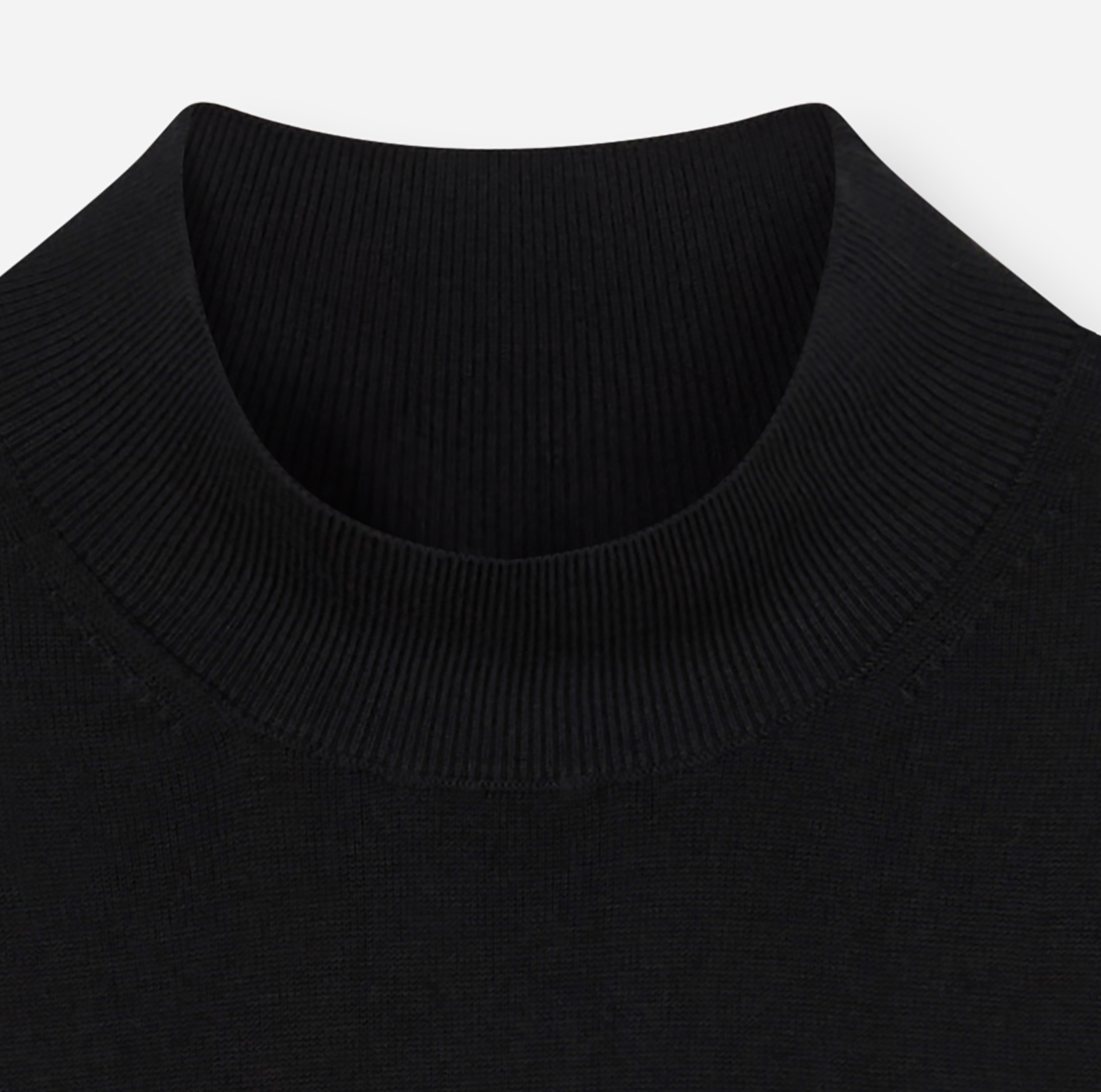 Pullover Herren Schwarz – Mock Neck Strick Modern Fit, Detailansicht