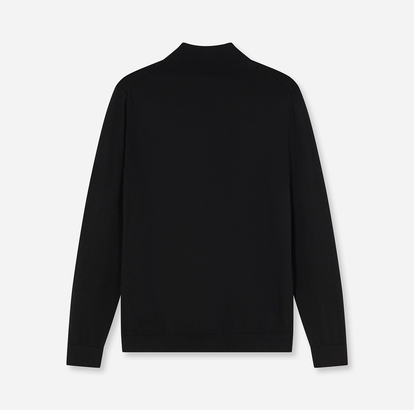 Pullover Herren Schwarz – Mock Neck Strick Modern Fit, Detailansicht