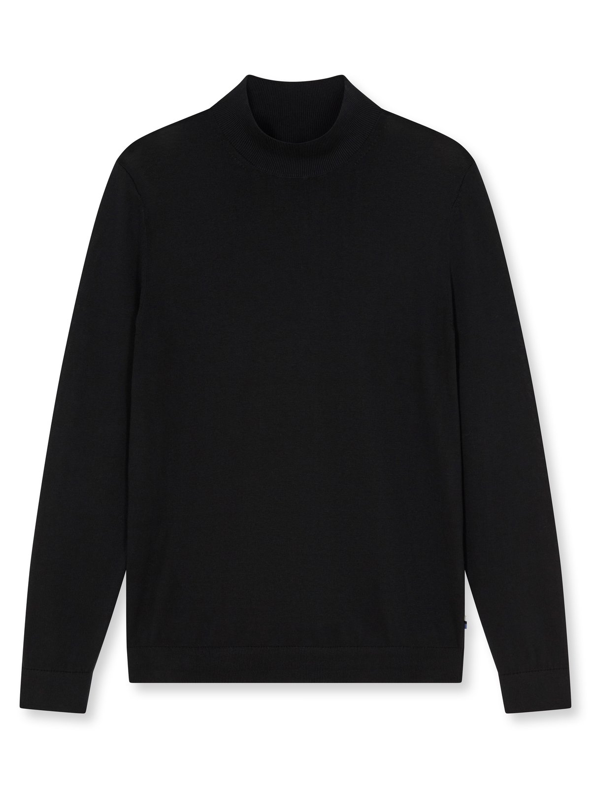 Pullover Herren Schwarz – Mock Neck Strick Modern Fit, Detailansicht