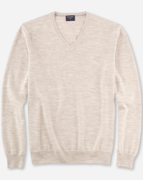 Pullover Herren Hellbeige – OLYMP Casual Strick Regular Fit, Detailansicht