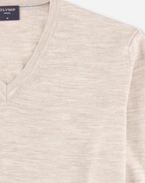 Pullover Herren Hellbeige – OLYMP Casual Strick Regular Fit, Detailansicht