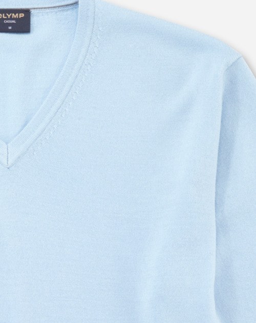 Pullover Herren Hellblau – OLYMP Casual Strick Regular Fit, Detailansicht