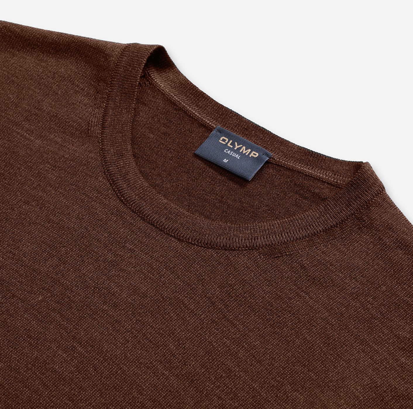 Pullover Herren Braun – OLYMP Casual Strick Modern Fit, Detailansicht