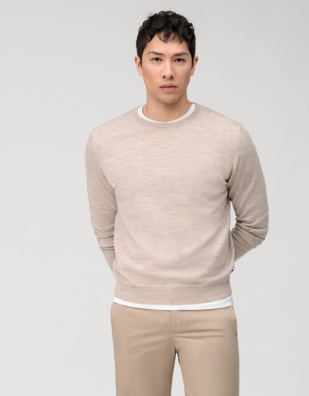 Pullover Herren Hellbeige – OLYMP Casual Strick Modern Fit