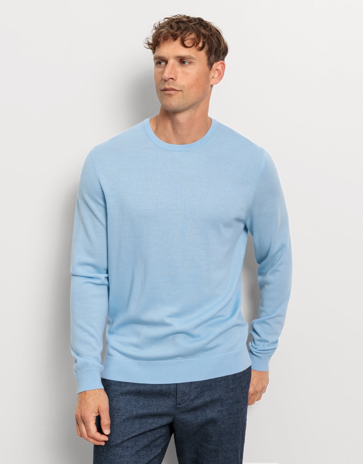 Pullover Herren Hellblau – OLYMP Casual Strick Modern Fit
