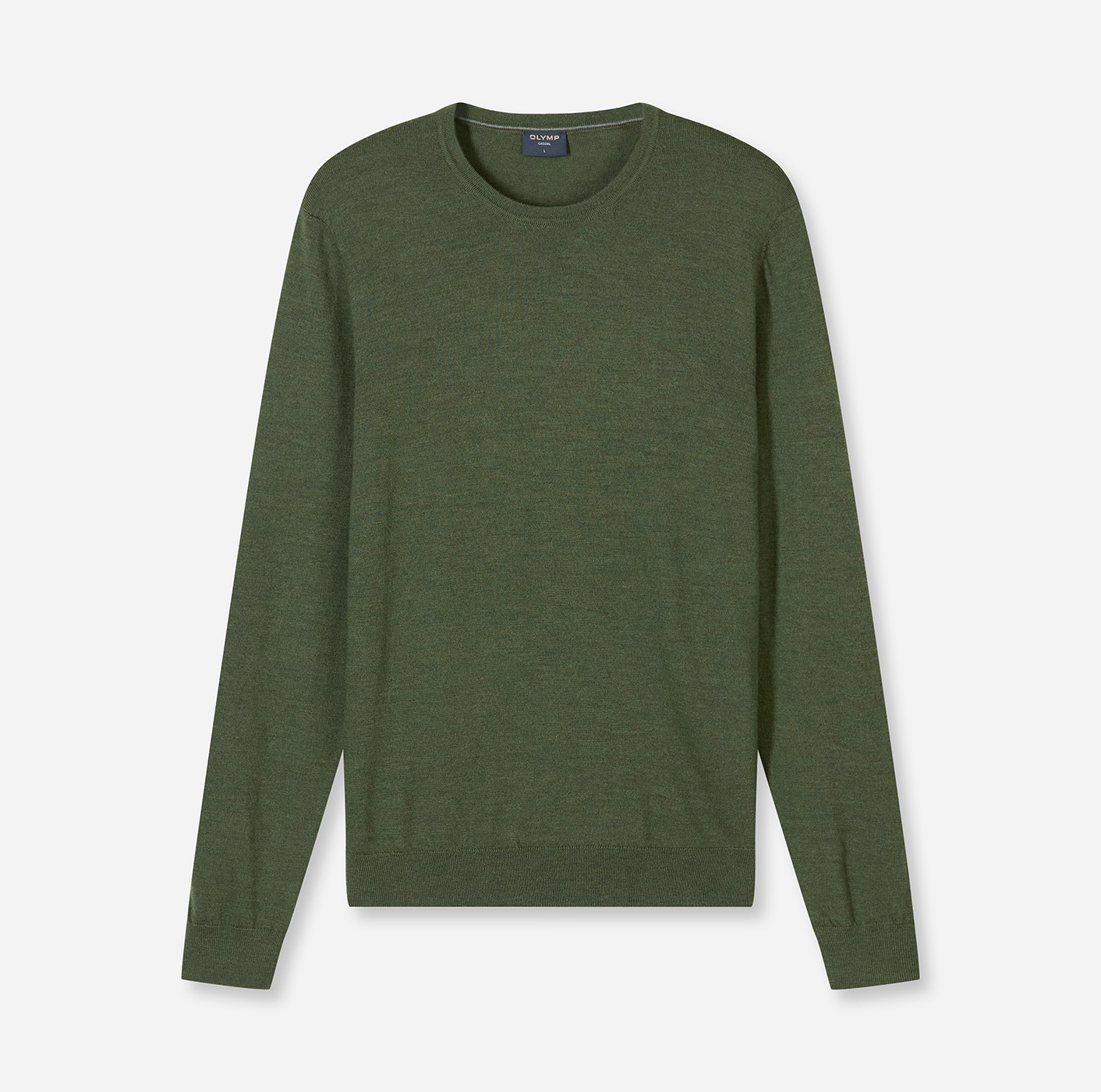 Pullover Herren Oliv – OLYMP Casual Strick Modern Fit, Detailansicht