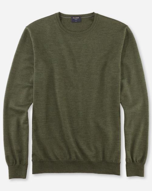 Pullover Herren Oliv – OLYMP Casual Strick Modern Fit, Detailansicht