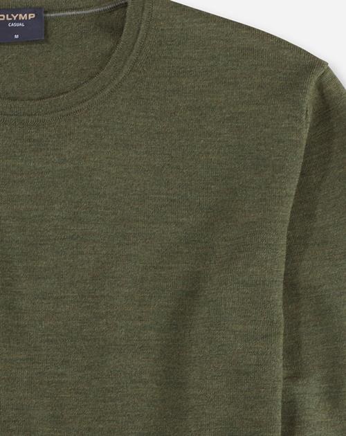 Pullover Herren Oliv – OLYMP Casual Strick Modern Fit, Detailansicht