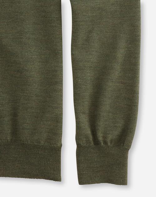 Pullover Herren Oliv – OLYMP Casual Strick Modern Fit, Detailansicht