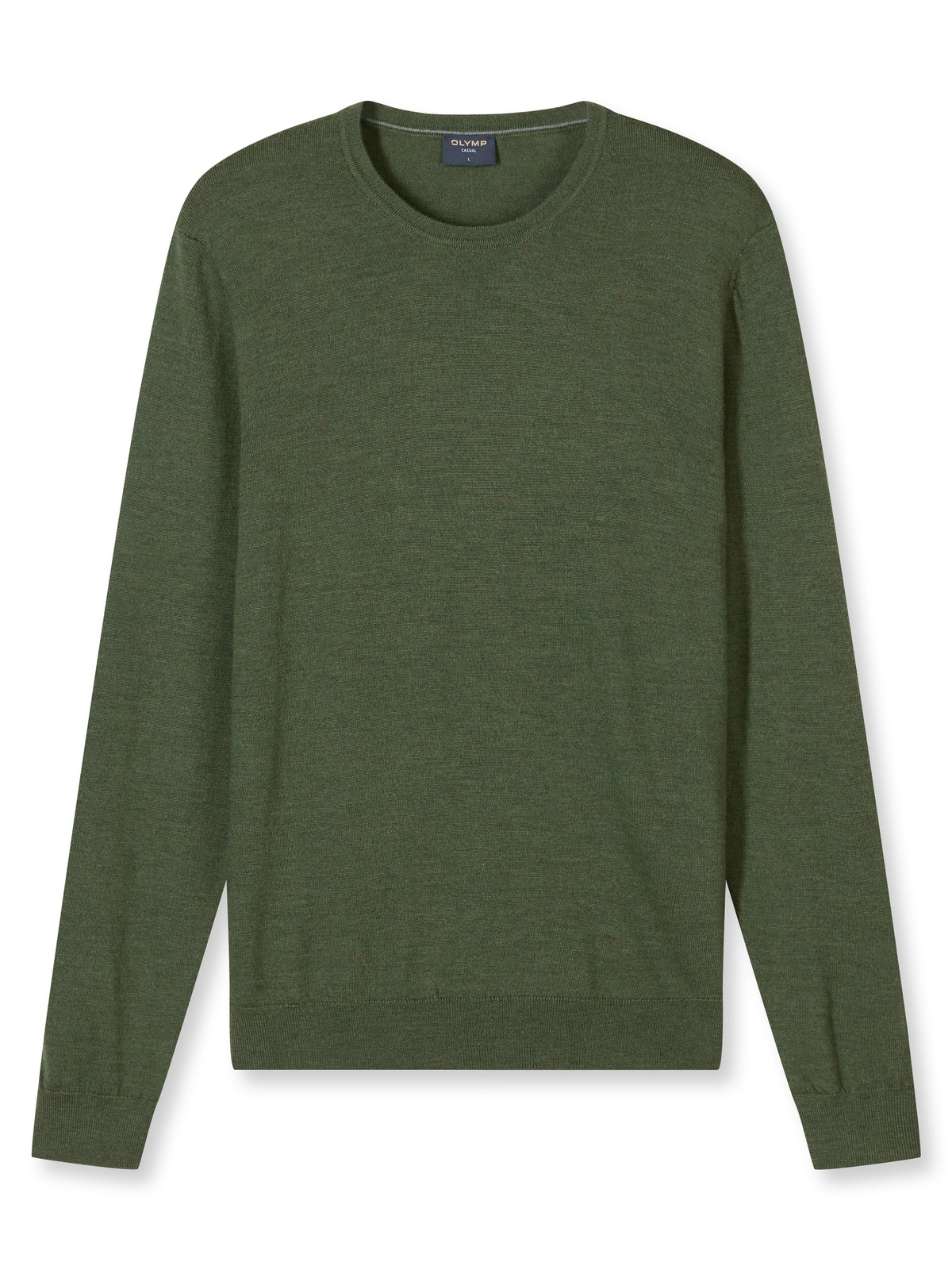 Pullover Herren Oliv – OLYMP Casual Strick Modern Fit, Detailansicht