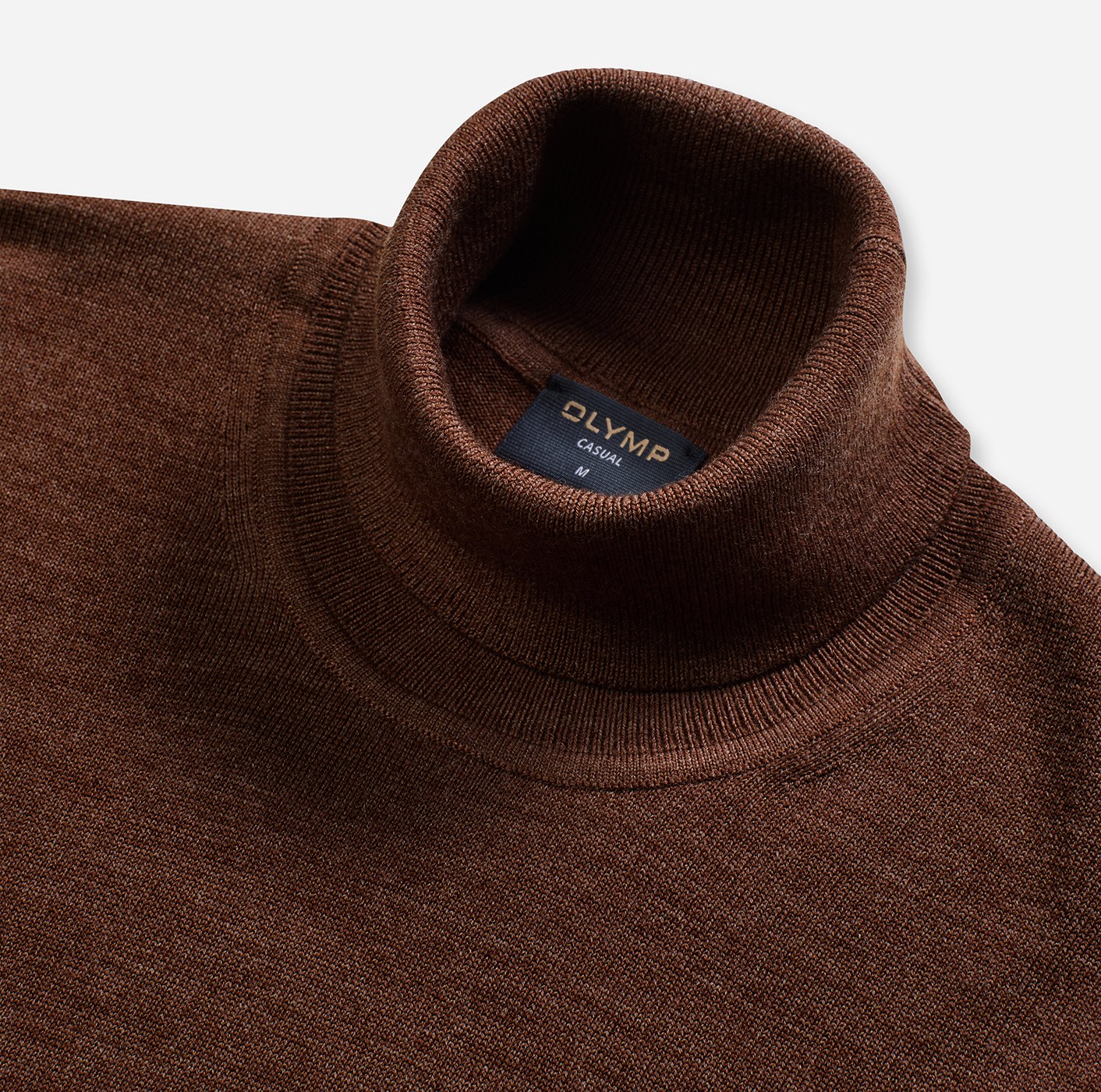 Pullover Herren Braun – OLYMP Casual Strick Modern Fit, Detailansicht