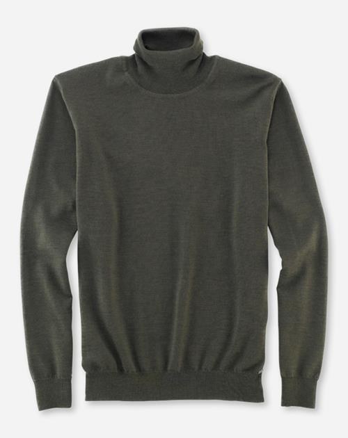 Pullover Herren Oliv – OLYMP Casual Strick Modern Fit, Detailansicht