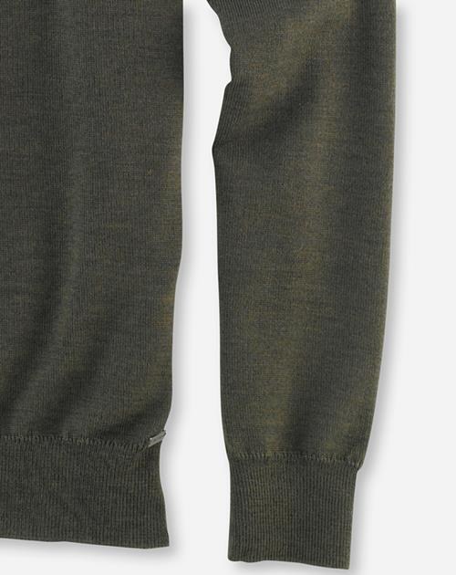 Pullover Herren Oliv – OLYMP Casual Strick Modern Fit, Detailansicht