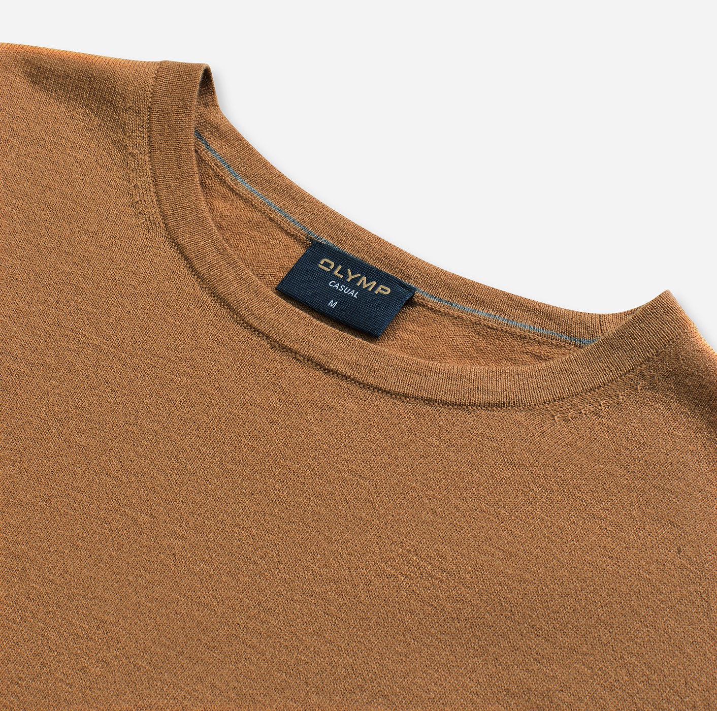 Pullover Herren Nougat – OLYMP Casual Strick Body Fit, Detailansicht