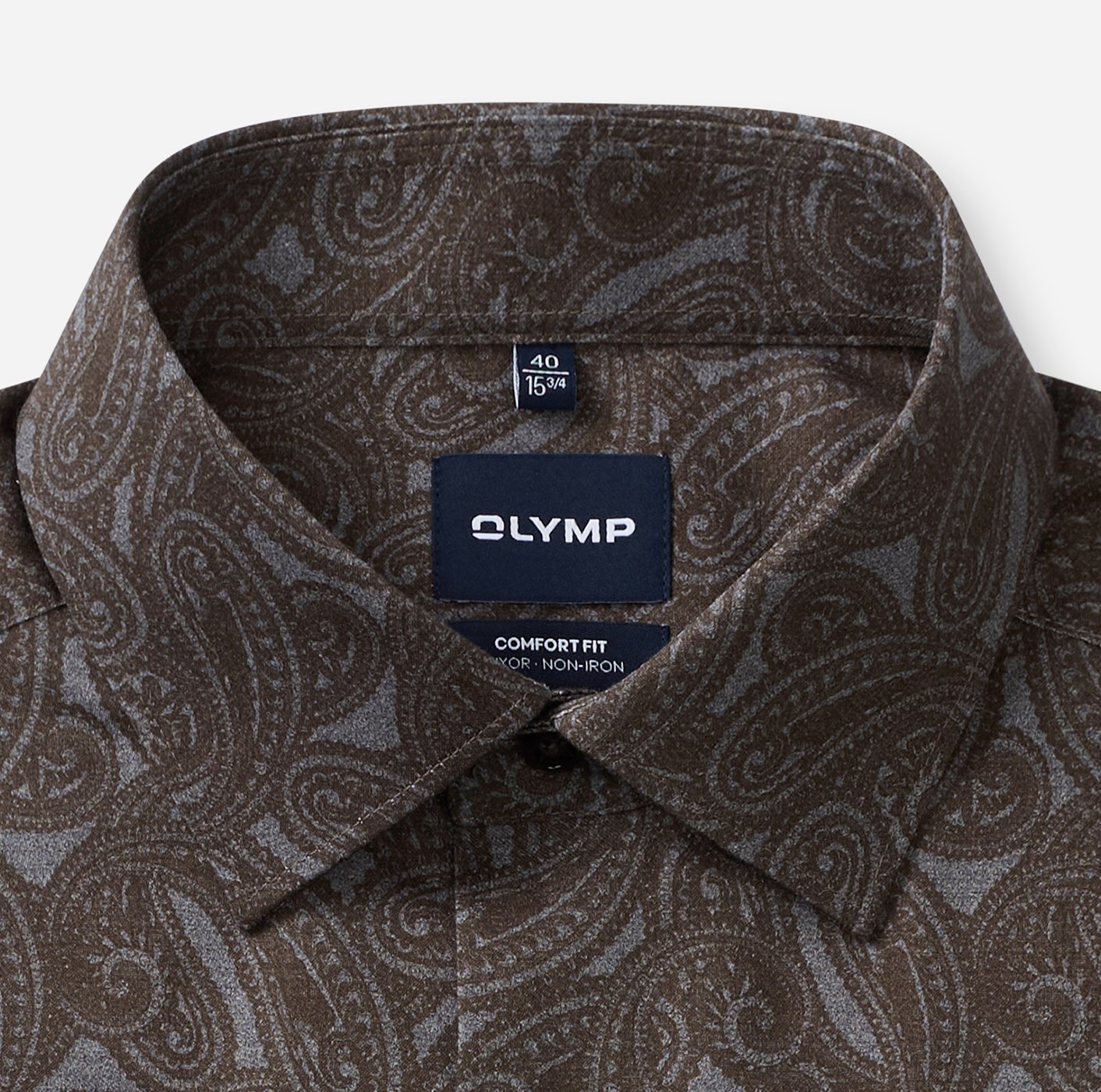 Hemd Herren Schwarz-braun – OLYMP Luxor Comfort Fit, Detailansicht