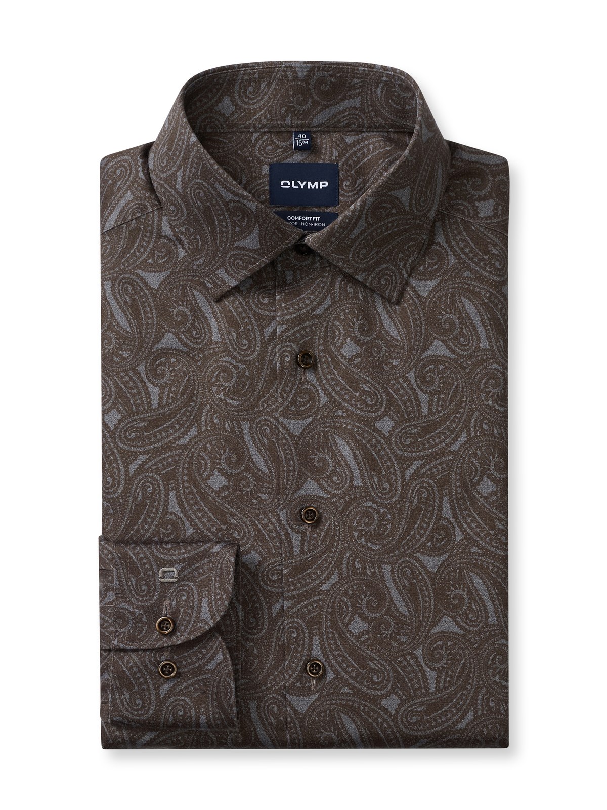 Hemd Herren Schwarz-braun – OLYMP Luxor Comfort Fit, Detailansicht