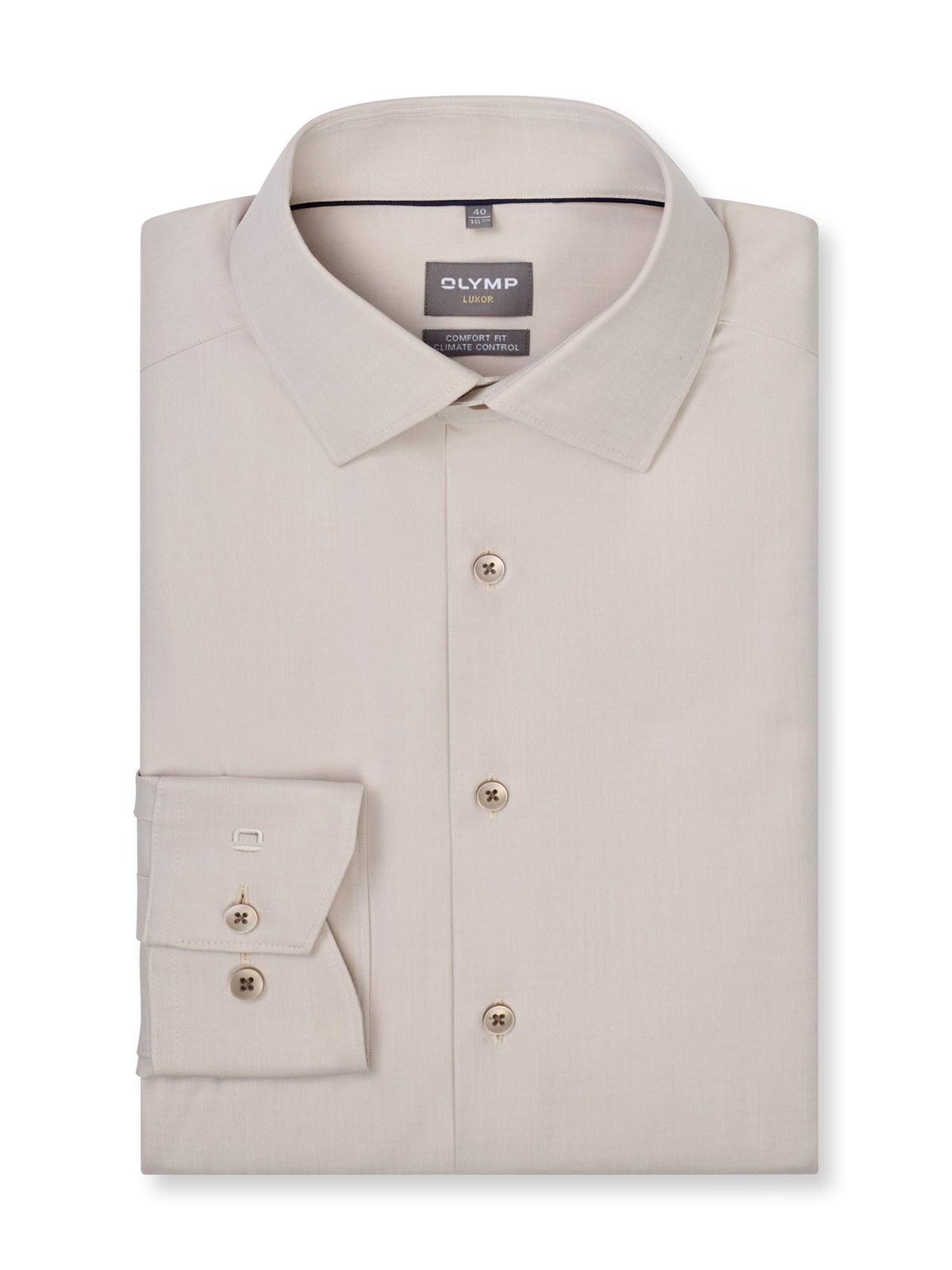 Hemd Herren Taupe – OLYMP Luxor 24/Seven Comfort Fit, Detailansicht