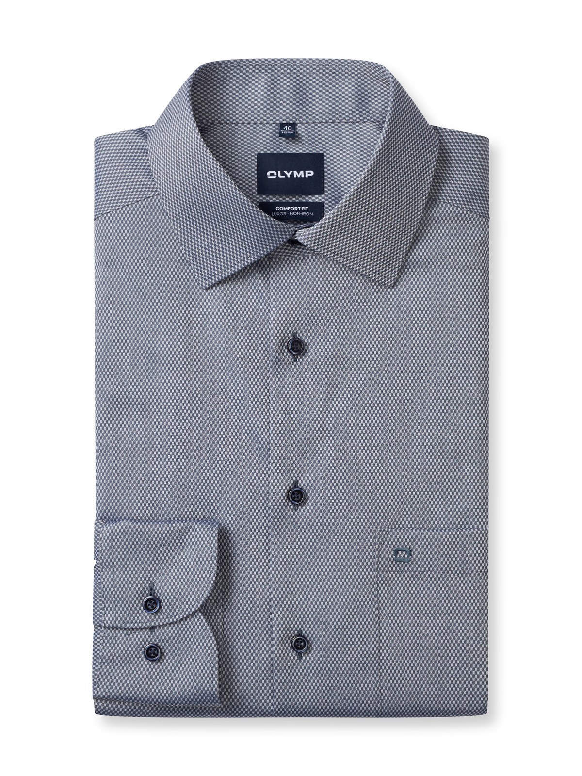 Hemd Herren Marine – OLYMP Luxor Comfort Fit, Detailansicht