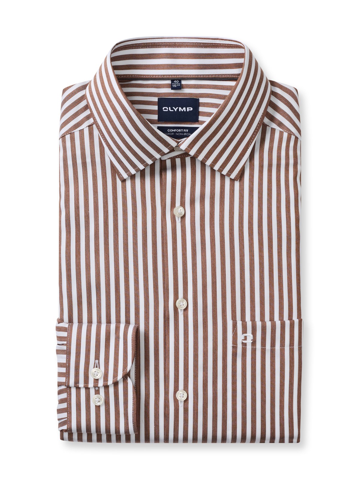 Hemd Herren Nougat – OLYMP Luxor Comfort Fit, Detailansicht