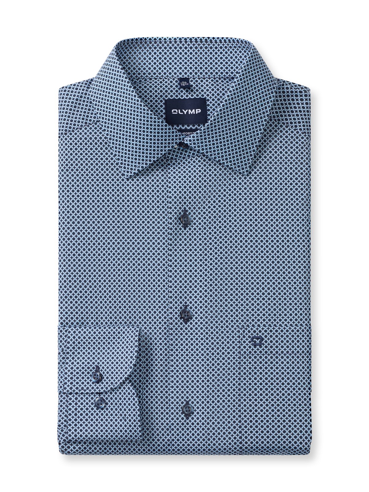 Hemd Herren Marine – OLYMP Luxor Comfort Fit, Detailansicht