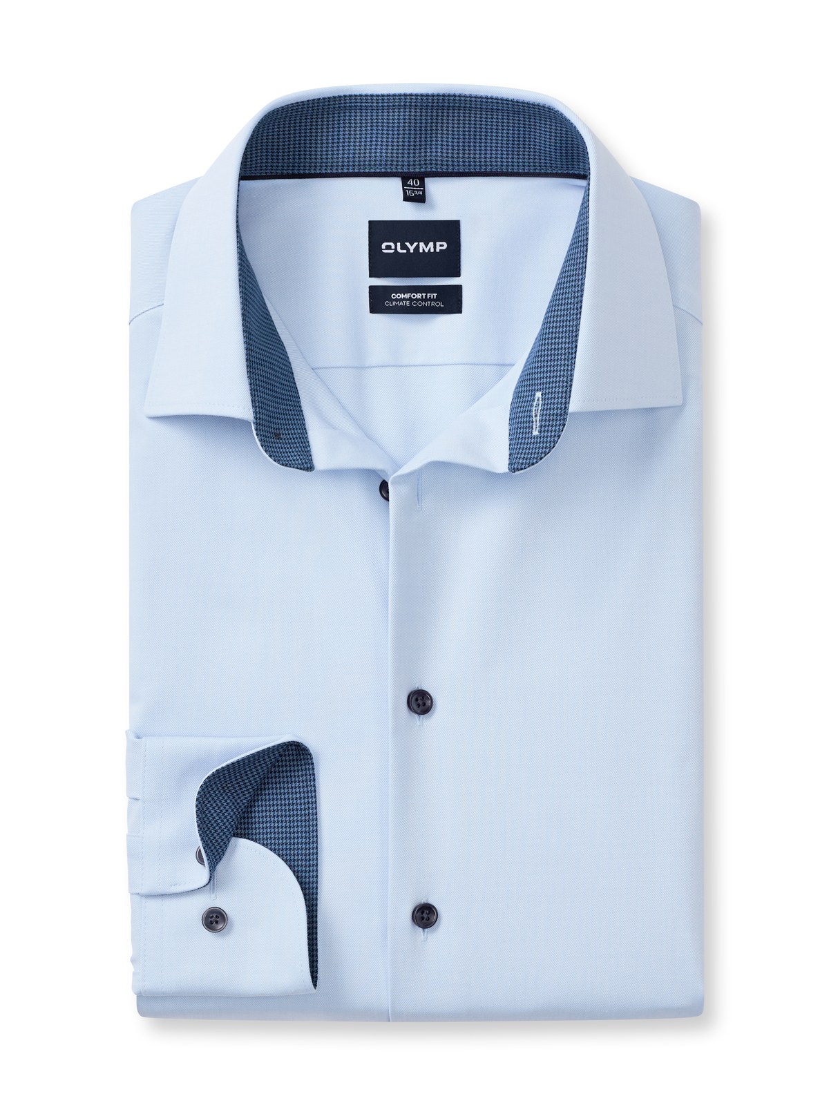 Hemd Herren Bleu – OLYMP Luxor 24/Seven Comfort Fit, Detailansicht