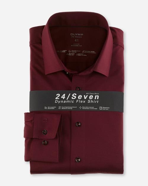 Hemd Herren Bordeaux – OLYMP Luxor 24/Seven Modern Fit, Detailansicht