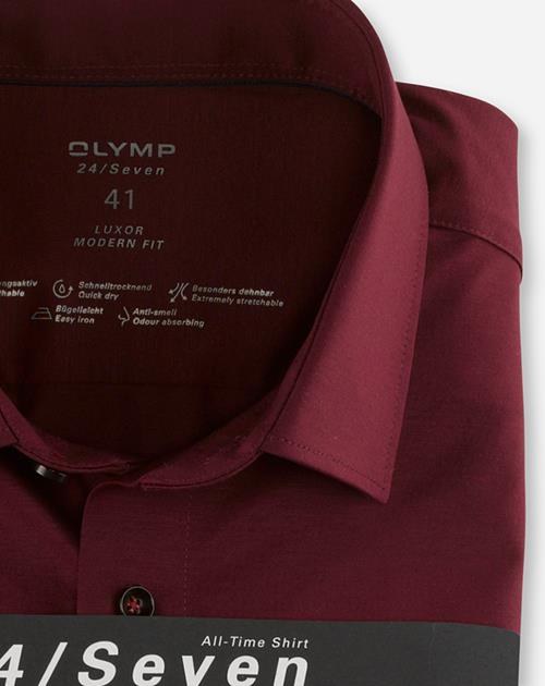 Hemd Herren Bordeaux – OLYMP Luxor 24/Seven Modern Fit, Detailansicht