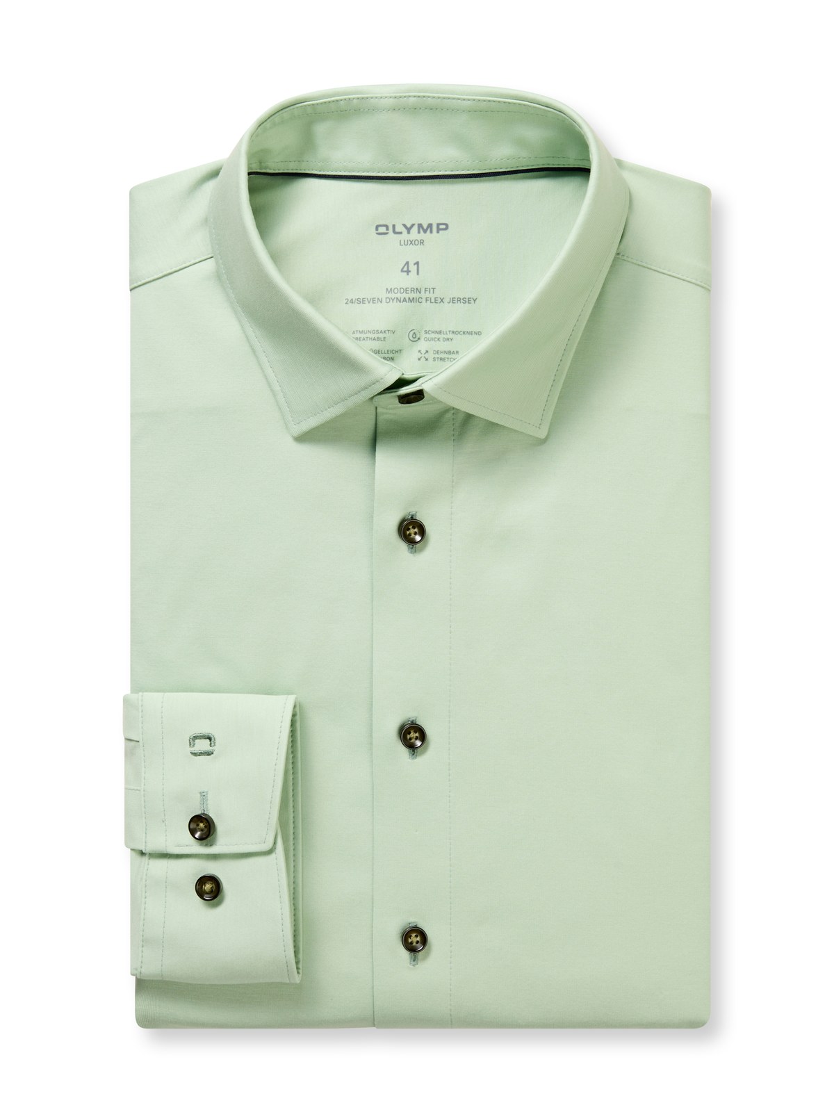 Hemd Herren Hellgrün – OLYMP Luxor 24/Seven Modern Fit, Detailansicht