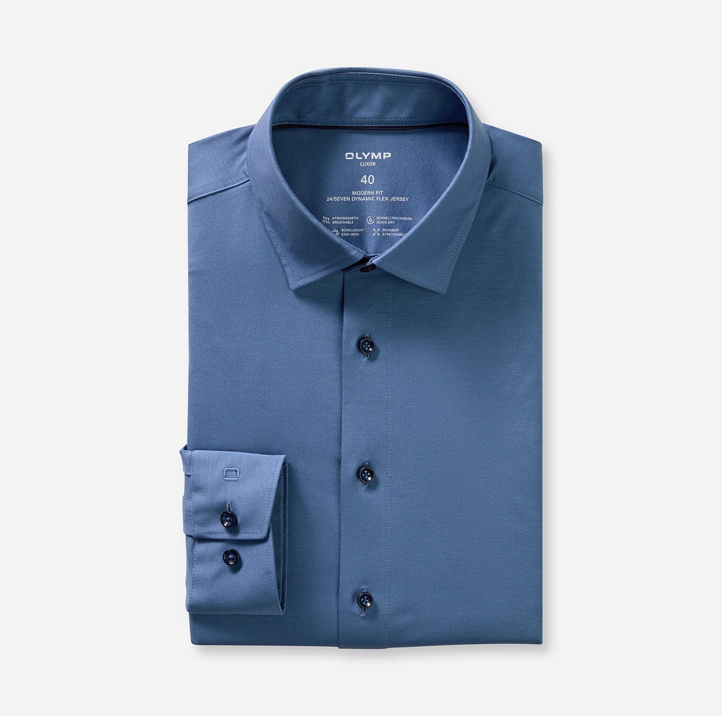 Hemd Herren Nürnberger blau – OLYMP Luxor 24/Seven Modern Fit, Detailansicht