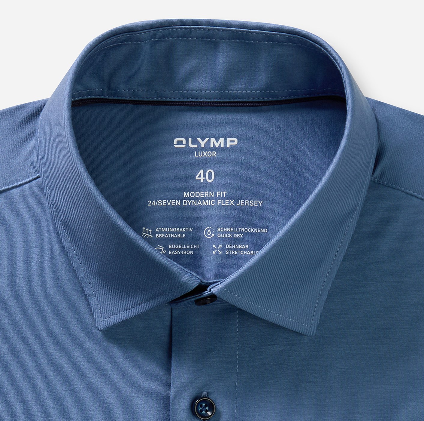 Hemd Herren Nürnberger blau – OLYMP Luxor 24/Seven Modern Fit, Detailansicht