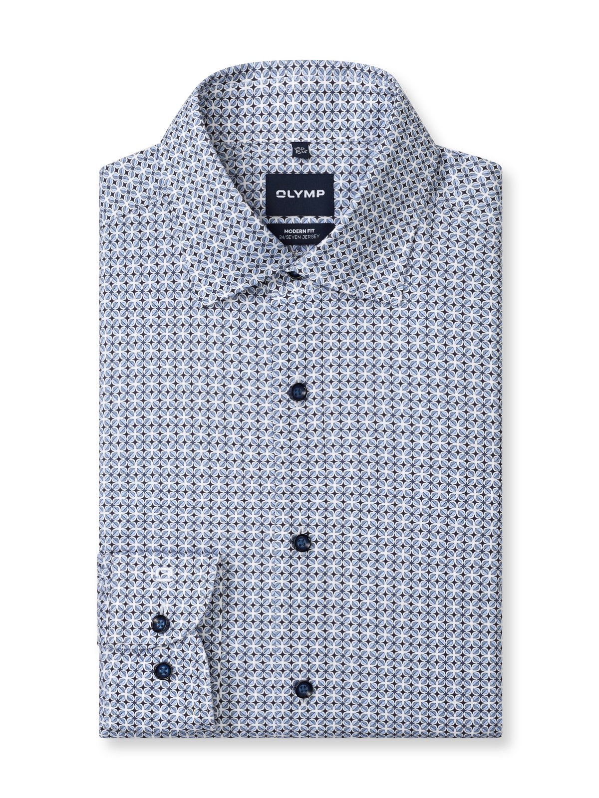 Hemd Herren Bleu – OLYMP Luxor 24/Seven Modern Fit, Detailansicht