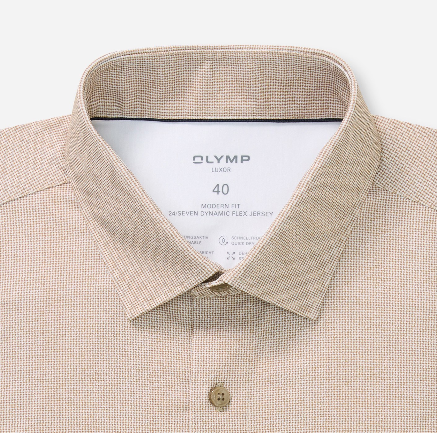 Hemd Herren Nougat – OLYMP Luxor 24/Seven Modern Fit, Detailansicht