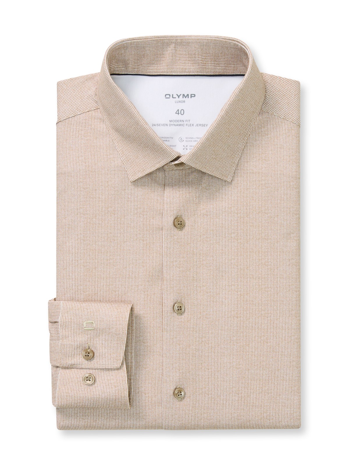 Hemd Herren Nougat – OLYMP Luxor 24/Seven Modern Fit, Detailansicht