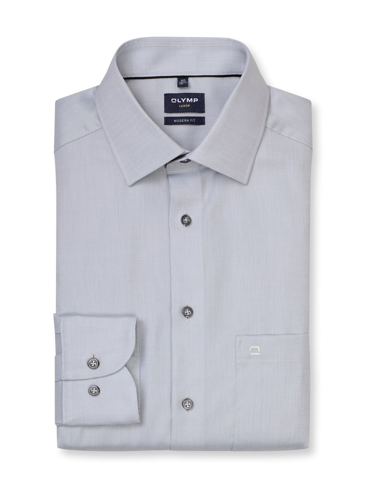 Hemd Herren Silbergrau – OLYMP Luxor Modern Fit, Detailansicht