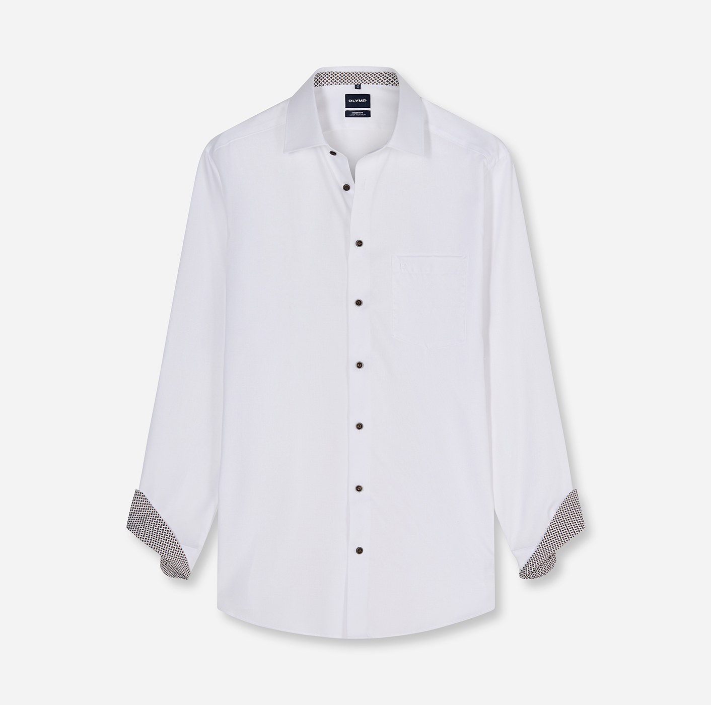 Hemd Herren Weiß – OLYMP Luxor Modern Fit Extra langer Arm, Detailansicht