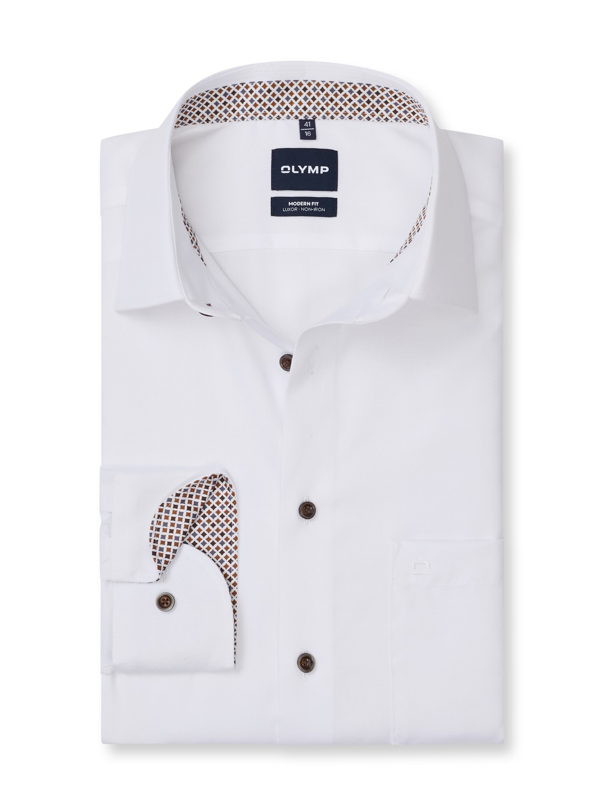 Hemd Herren Weiß – OLYMP Luxor Modern Fit Extra langer Arm, Detailansicht