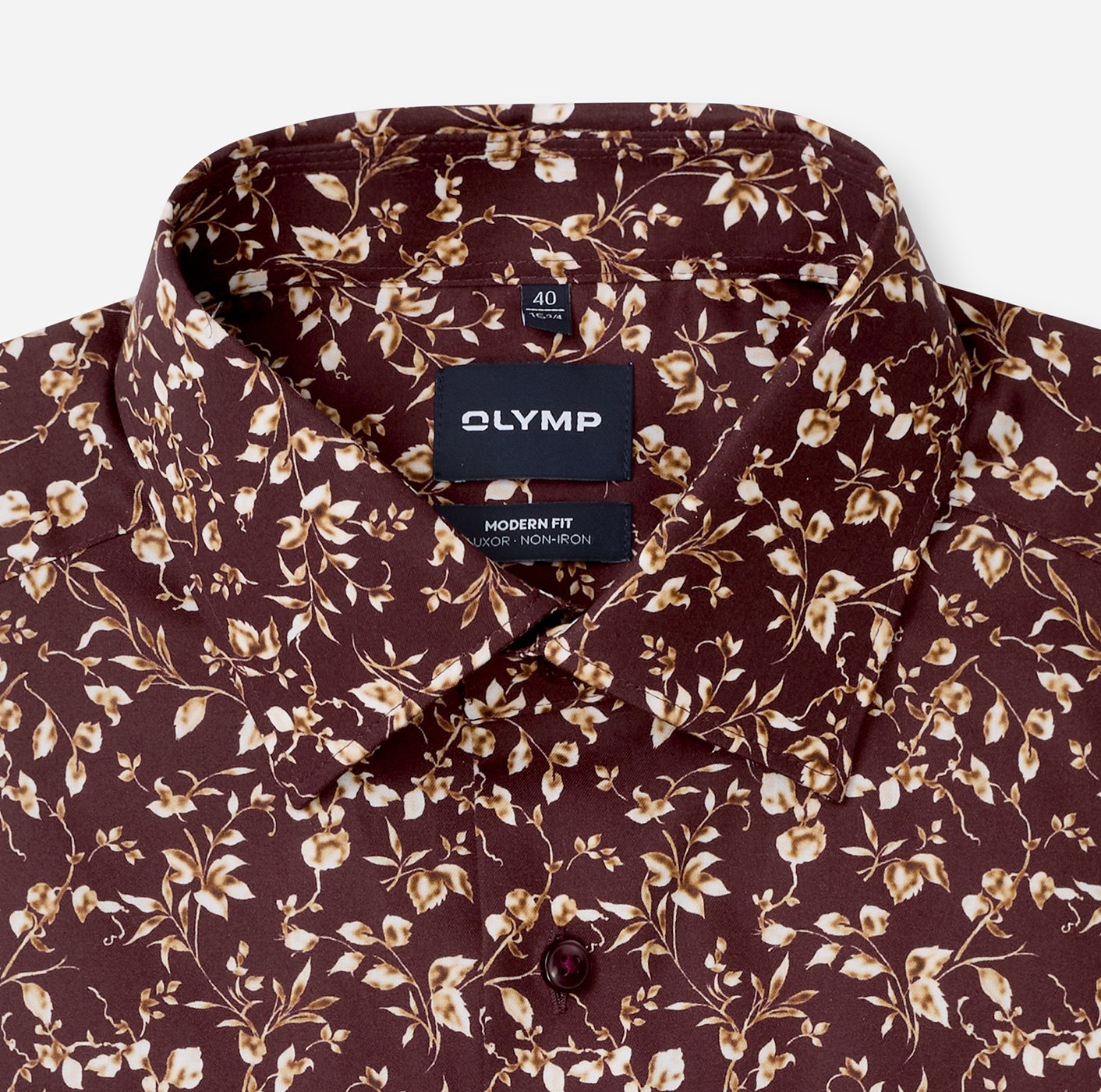 Hemd Herren Bordeaux – OLYMP Luxor Modern Fit, Detailansicht