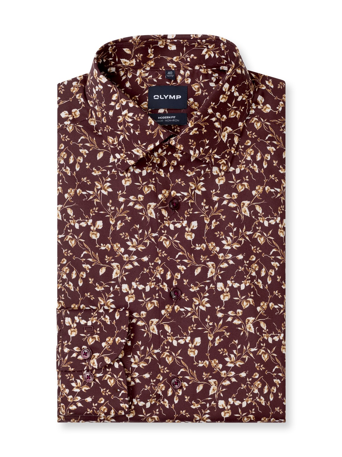 Hemd Herren Bordeaux – OLYMP Luxor Modern Fit, Detailansicht