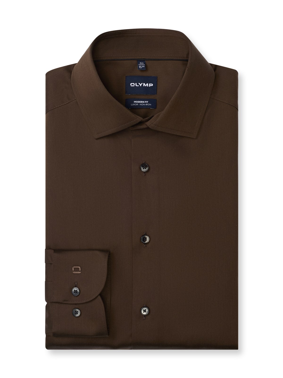 Hemd Herren Schwarz-braun – OLYMP Luxor Modern Fit, Detailansicht