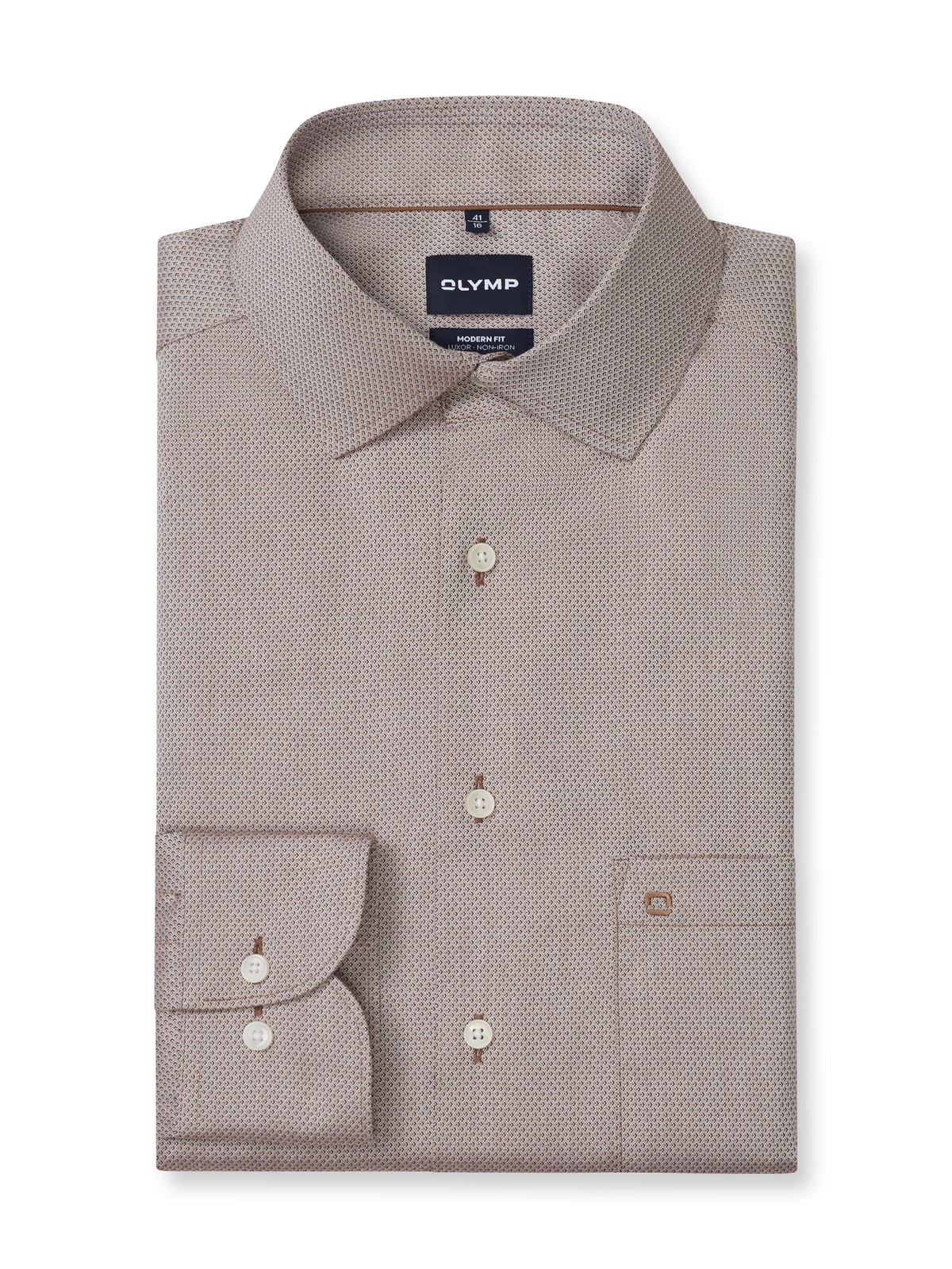 Hemd Herren Rotbraun – OLYMP Luxor Modern Fit, Detailansicht