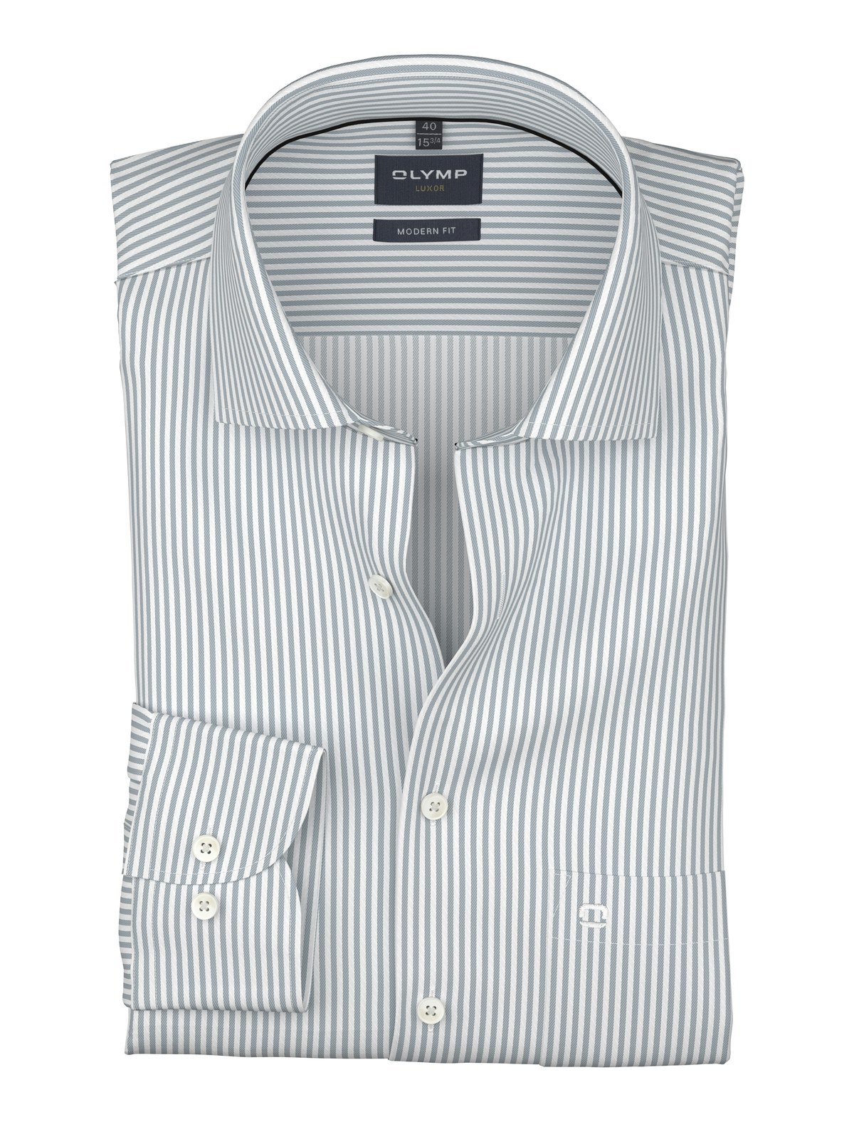 Hemd Herren Silbergrau – OLYMP Luxor Modern Fit, Detailansicht