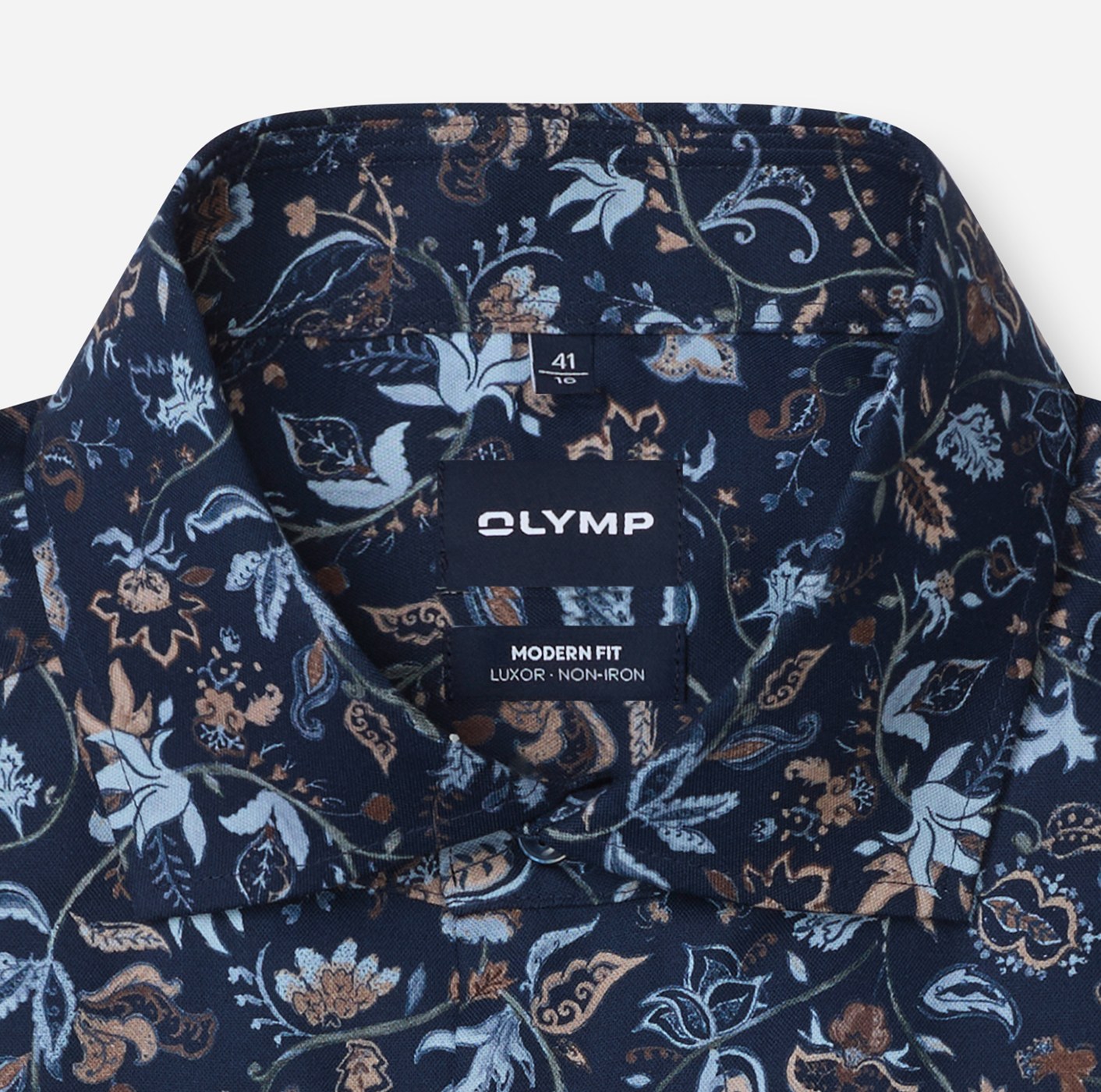 Hemd Herren Marine – OLYMP Luxor Modern Fit Extra kurzer Arm, Detailansicht